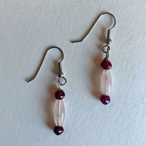Handmade brand new pink red drop earrings
